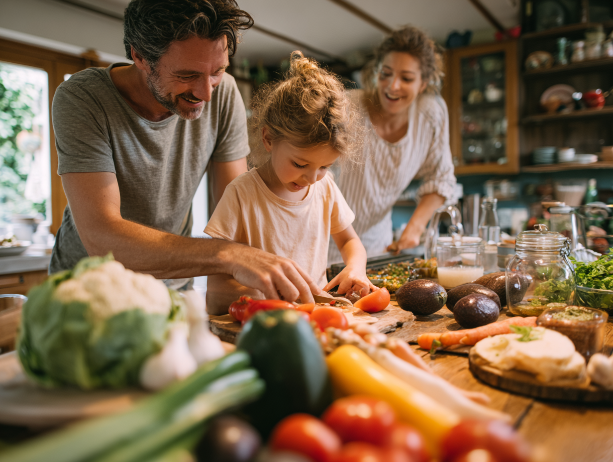 Friss zöldségek és gyümölcsök színes tálalása